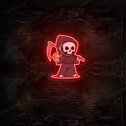 Astronaut Grim Reaper Neon Artwork | Red