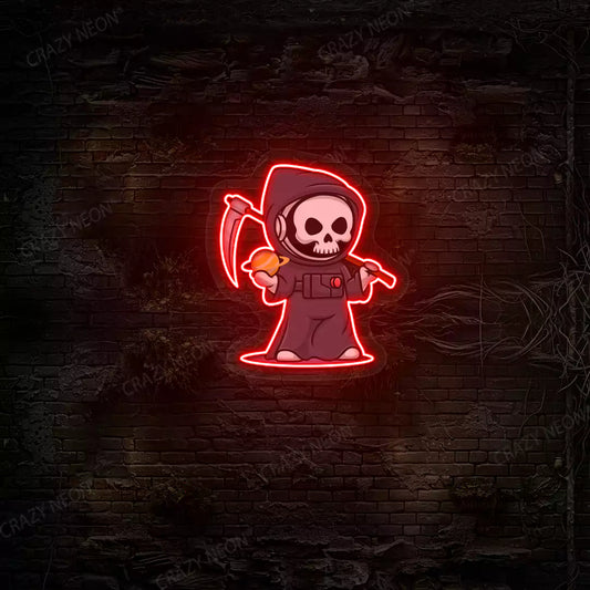 Astronaut Grim Reaper Neon Artwork | Red