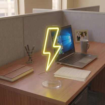 Thunder Bolt Mini Neon Sign in Yellow color