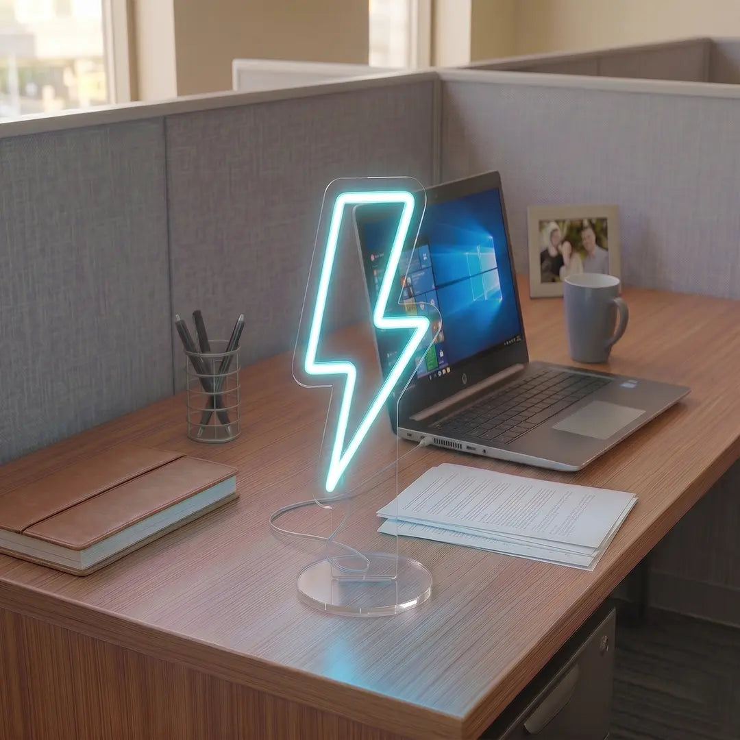 Thunder Bolt Mini Neon Sign in Iceblue color