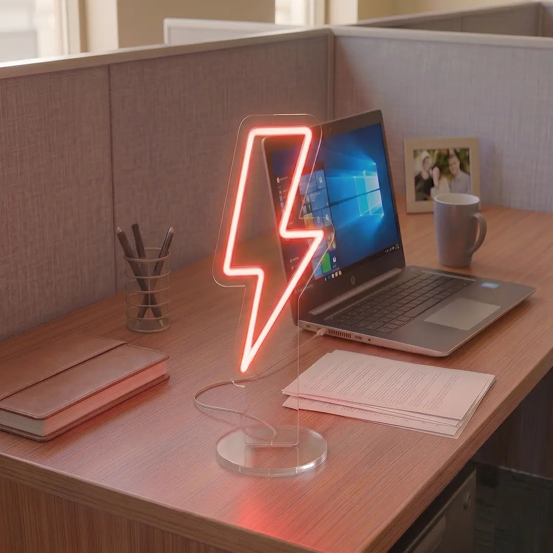 Thunder Bolt Mini Neon Sign n Red Color