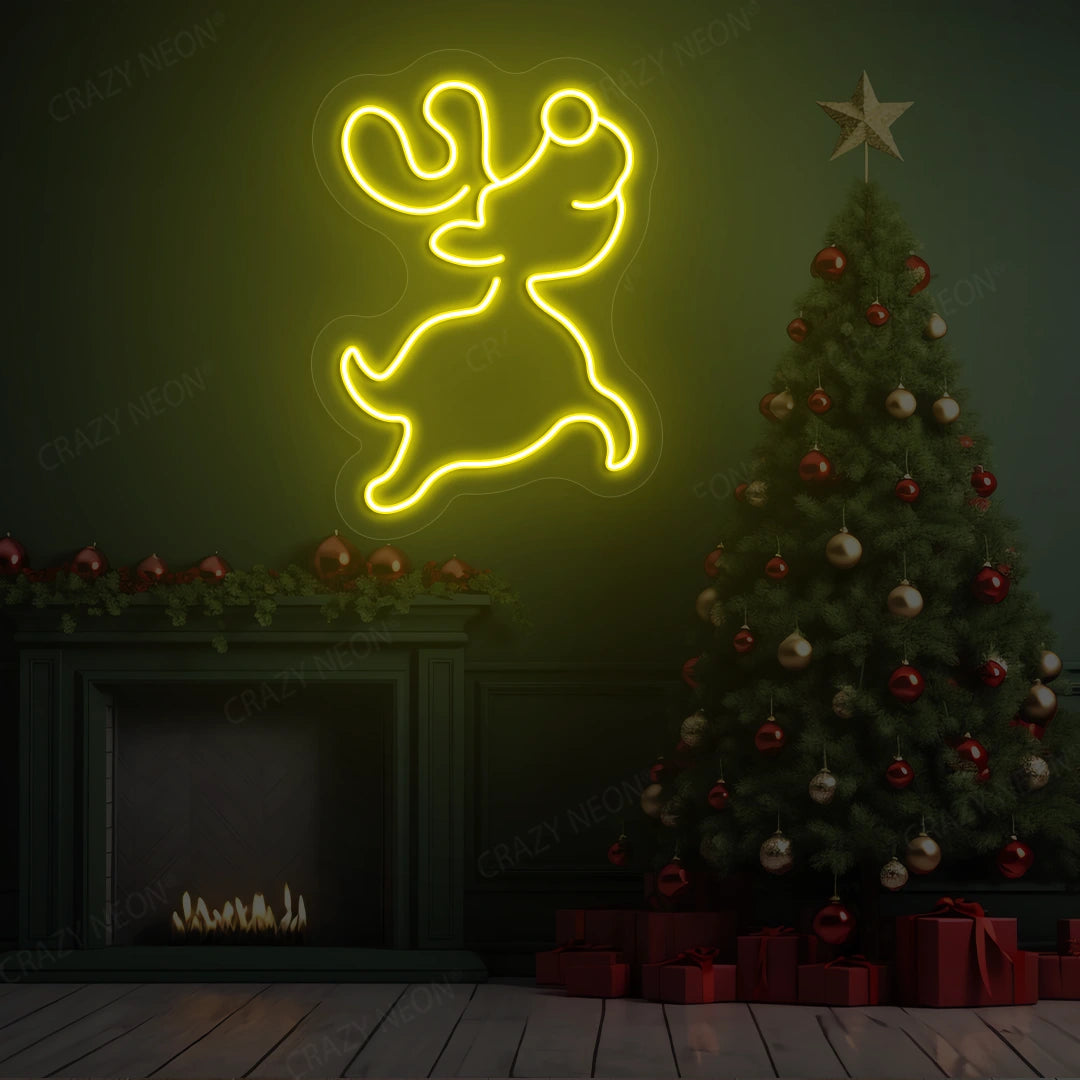 Prancing Reindeer Neon Sign | Yellow