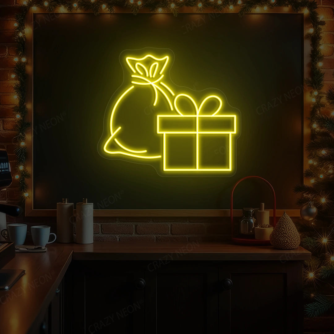 Gift Bag & Present Neon Sign | yellow