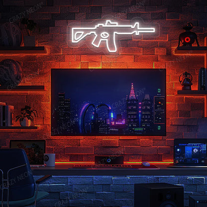 M416 Gaming Gun Neon Sign in White color