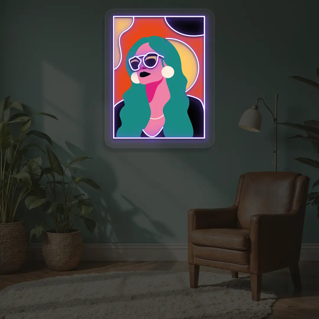 Chic Diva Neon Artwork in Purple color