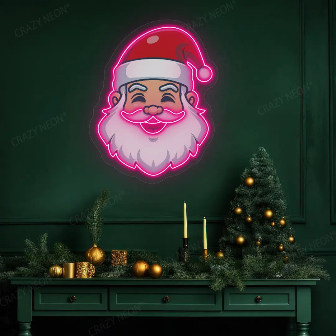 Santa Head Neon Artwork | pInk