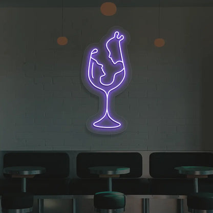 Sips & Soulmates Neon Sign in Purple color