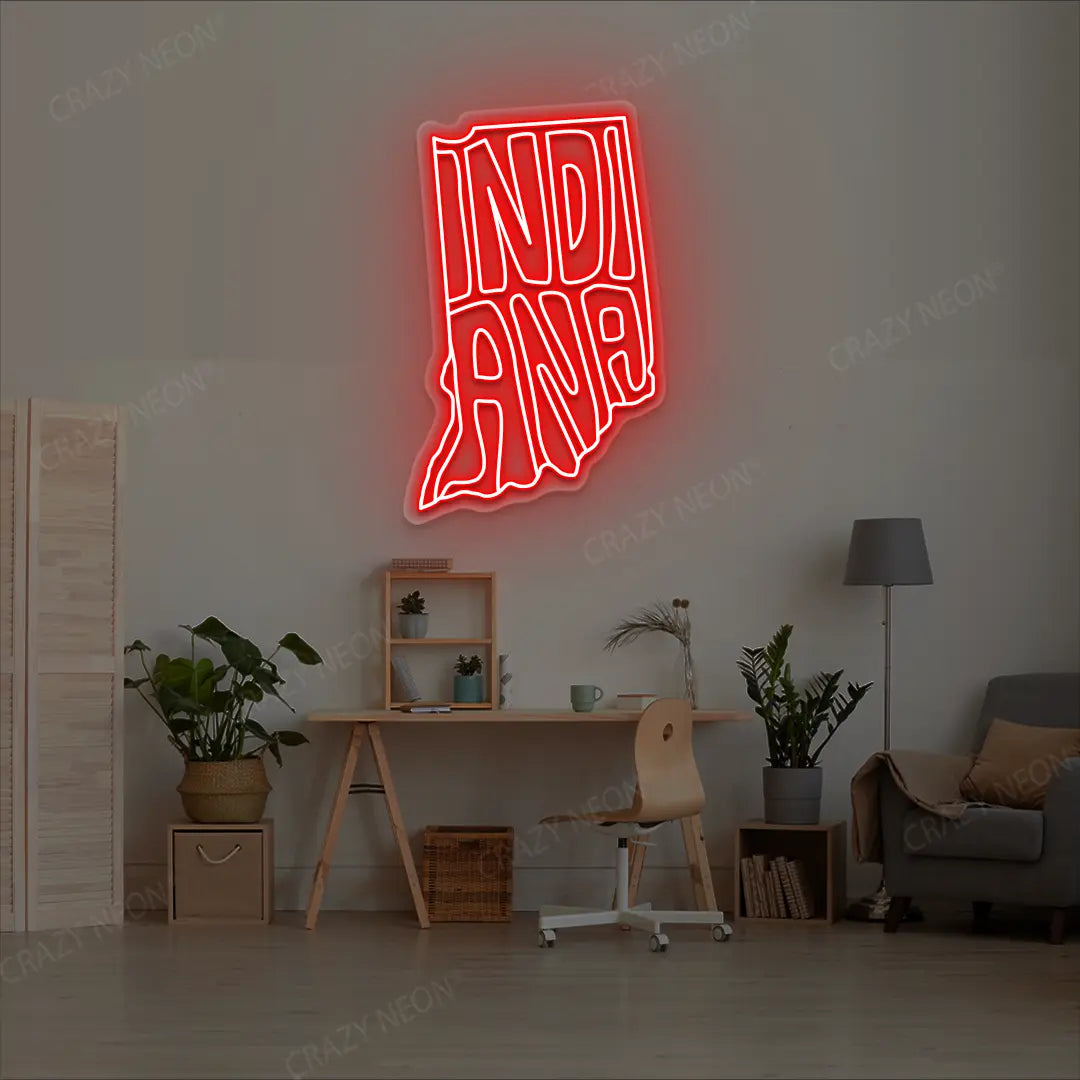 Indianapolis Sign Led Get INDIANA Map LED Neon Sign for Home Walls – Crazy Neon