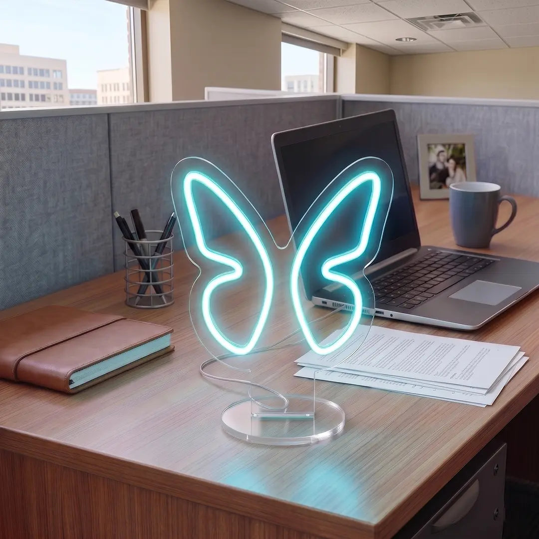 Butterfly Mini Neon Sign in Iceblue color