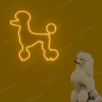 White Poodle Dog Neon Sign | Orange
