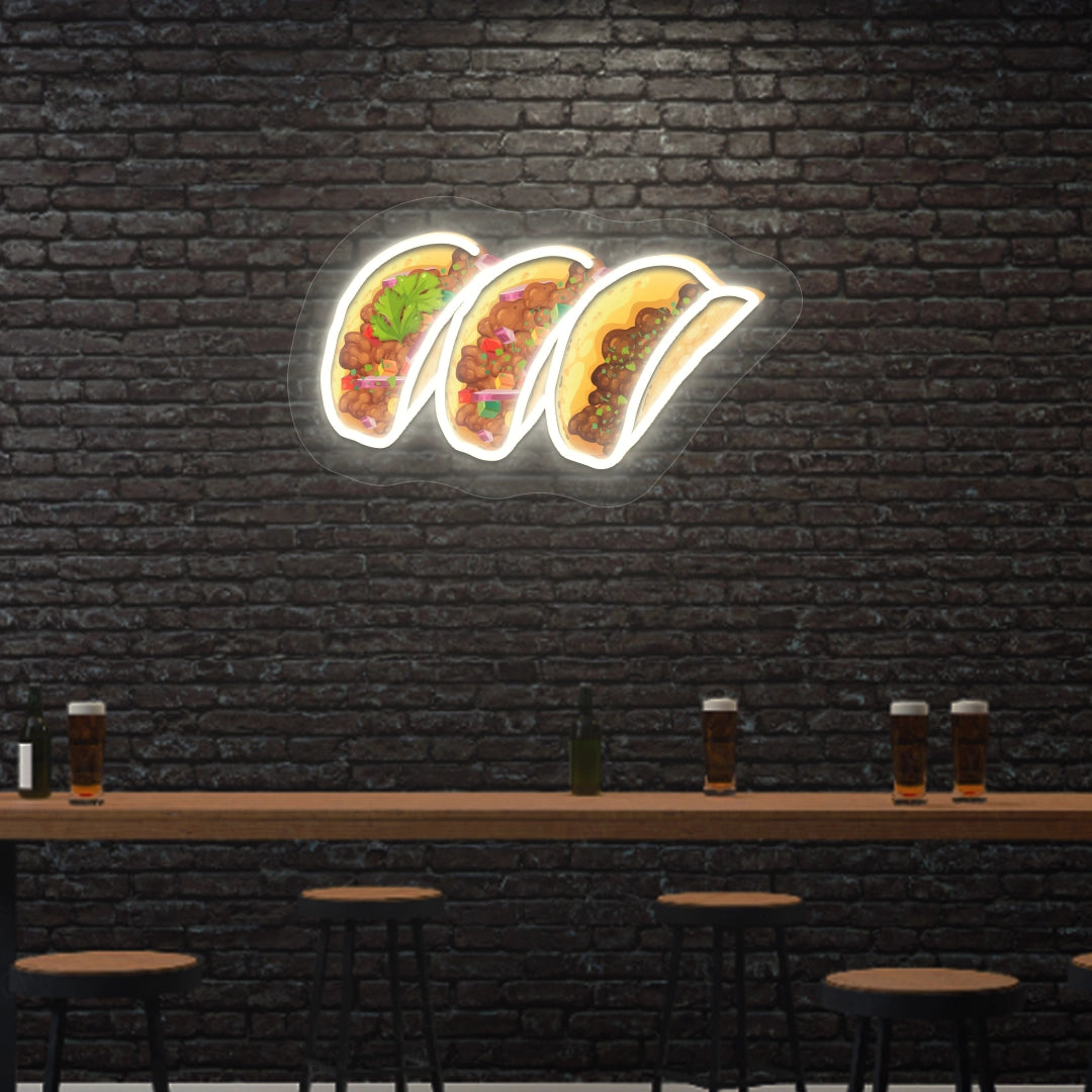 Tacos Neon Sign Artwork | warm White 