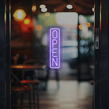 Vertical Open Neon Sign | Purple