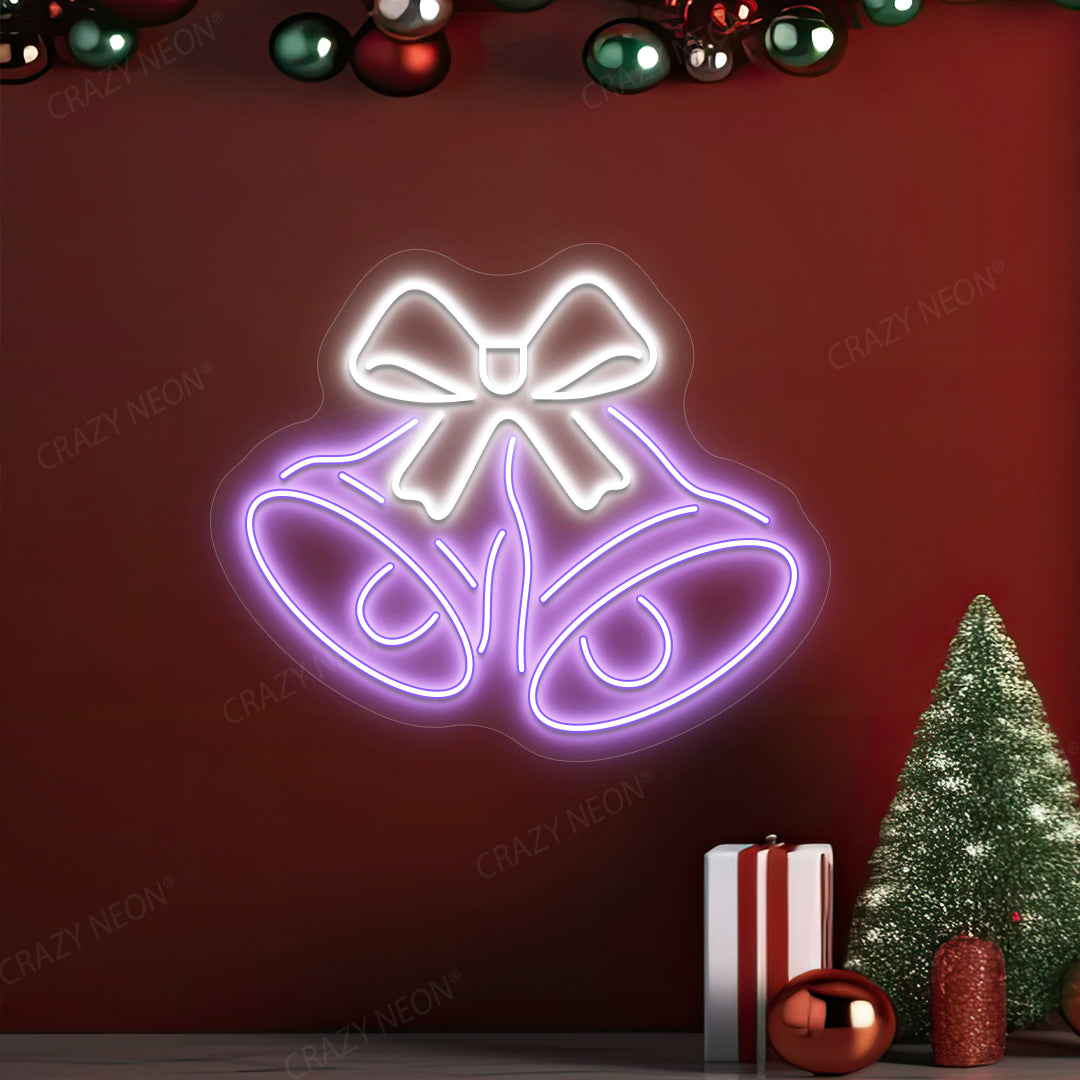 Christmas bell bow neon sign