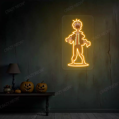 Office Zombie Neon Artwork | Orange