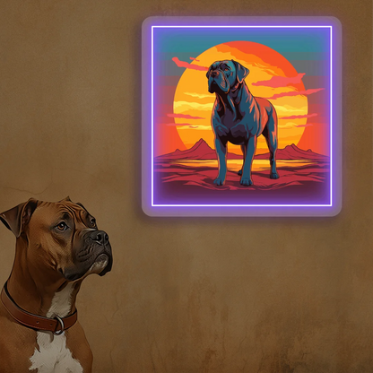 Sunset Canyon Mastiff Dog Neon Artwork