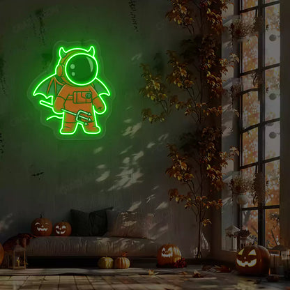 Devil Astronaut Neon Artwork | Green