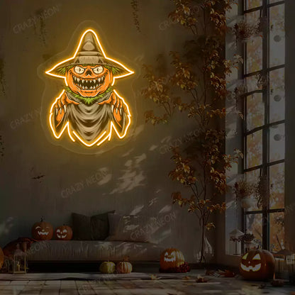 Pumpkin Witch Neon Artwork | Orange