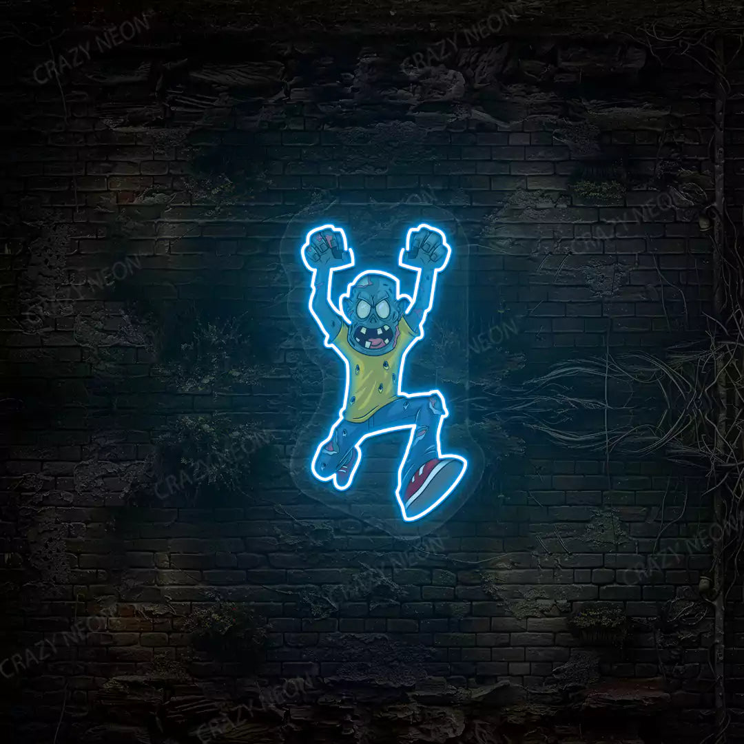 Angry Zombie Attack Neon Artwork | Iceblue