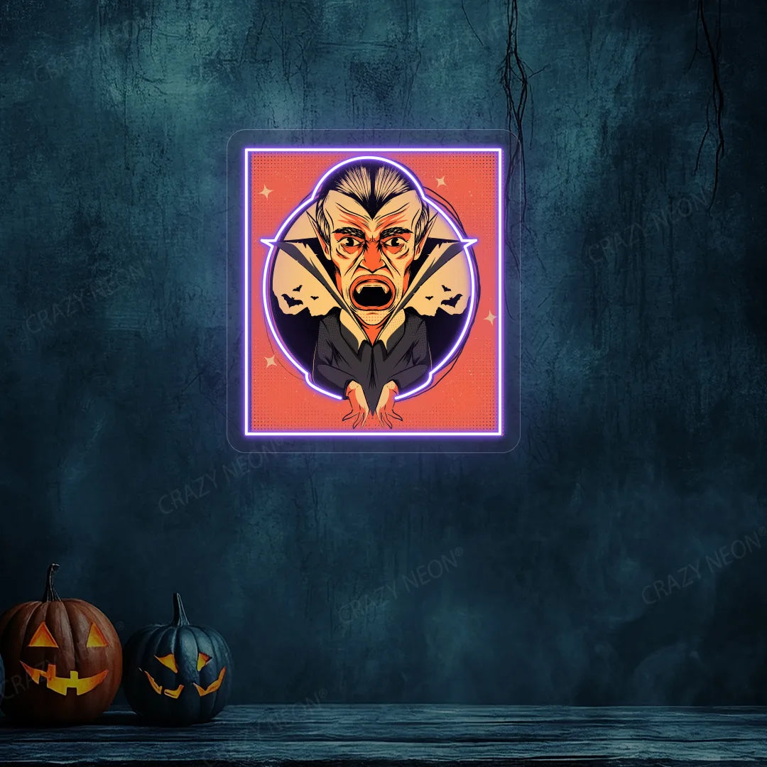 Dracula Halloween Neon Artwork | Purple