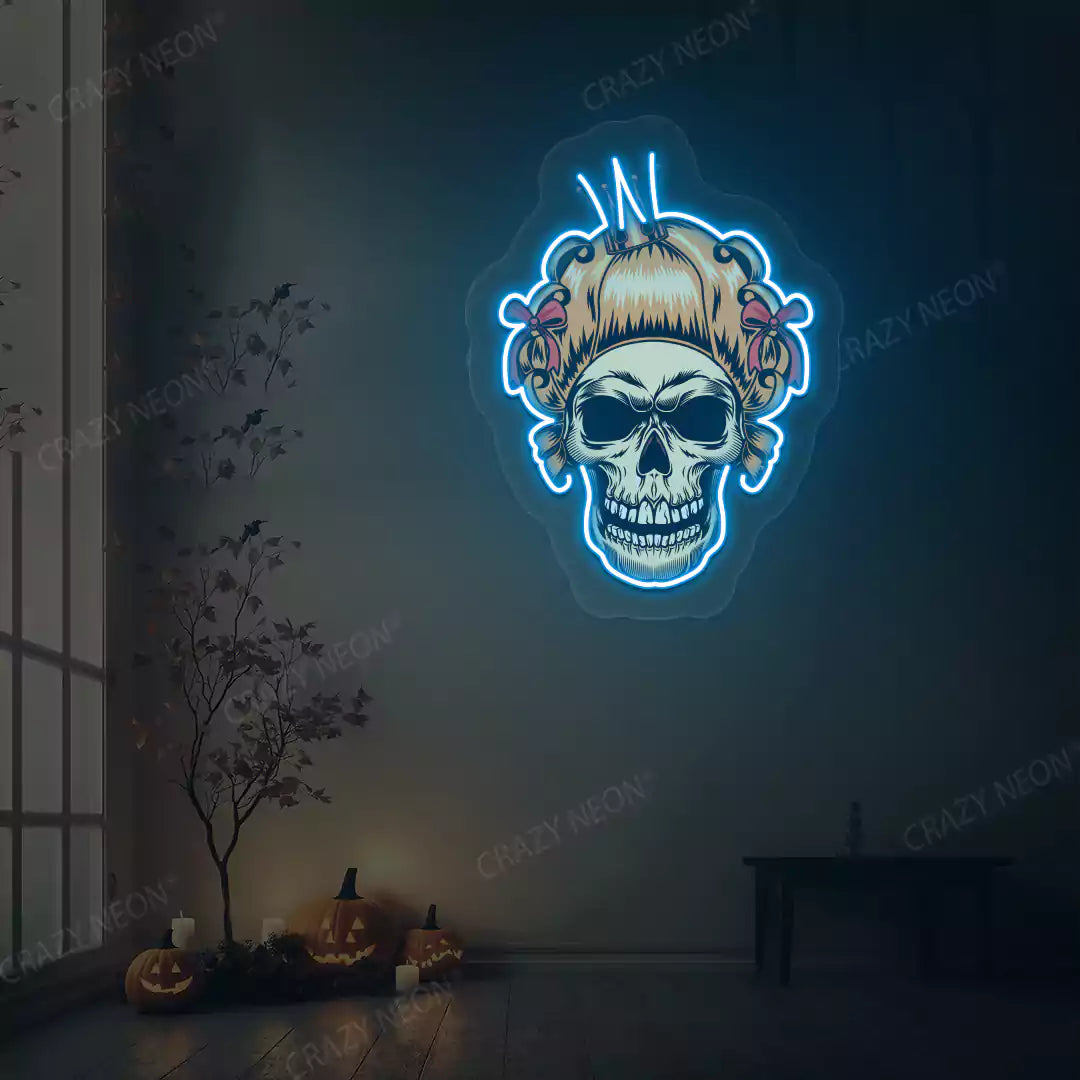 Princess skull Neon Artwork | Iceblue