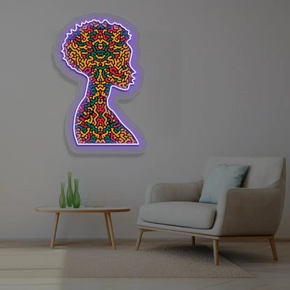 Vivid Diva Neon Artwork in Purple color