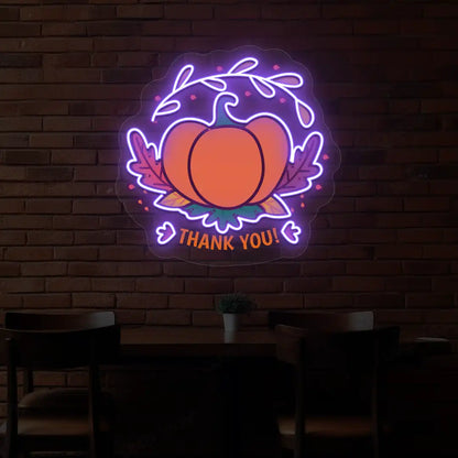 Pumpkin thank you neon sign in purple