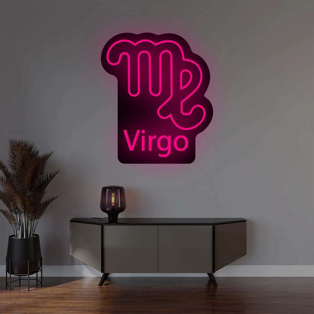 Virgo zodiac symbol custom pink neon sign