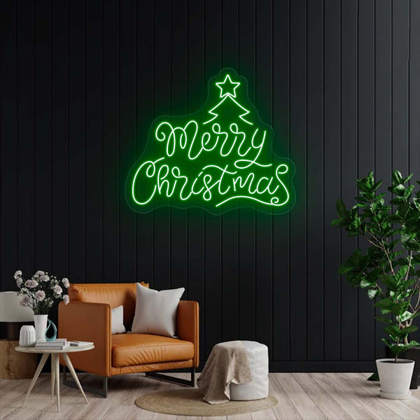 Merry Christmas Tree Neon Sign