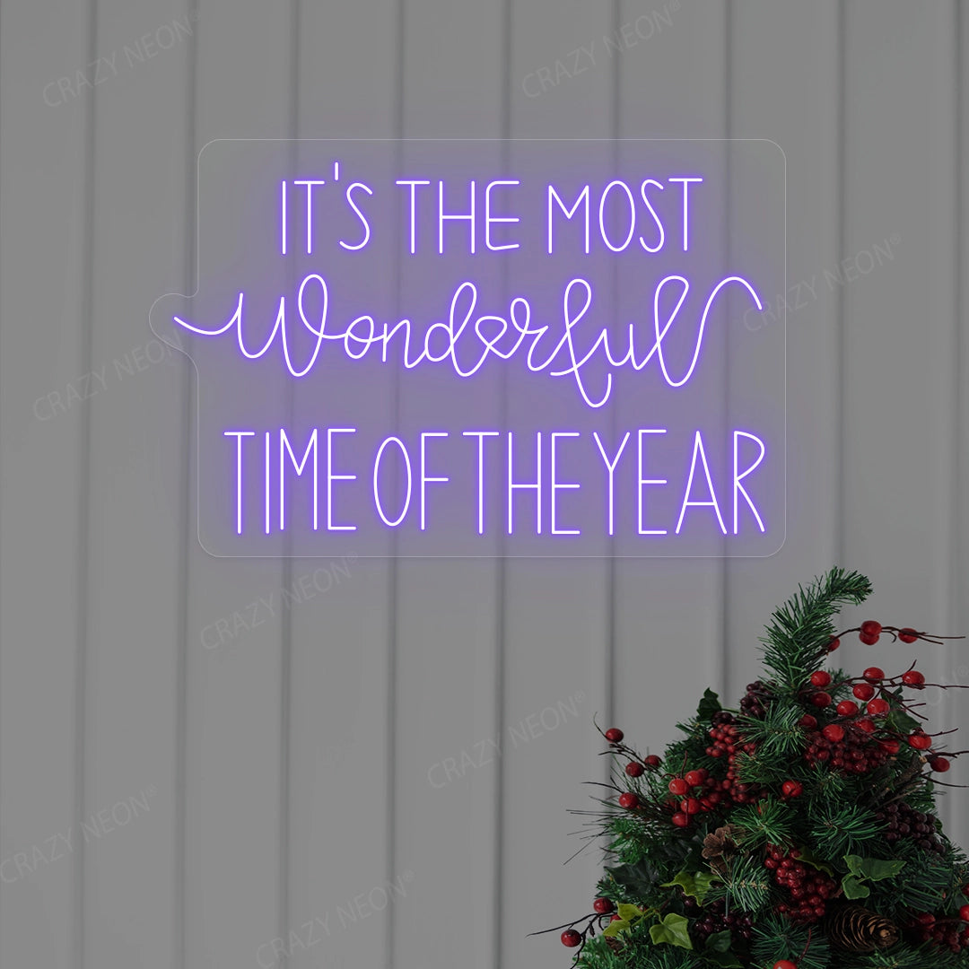 It's The Most Wonderful Time Of The Year Neon Sign | Purple 