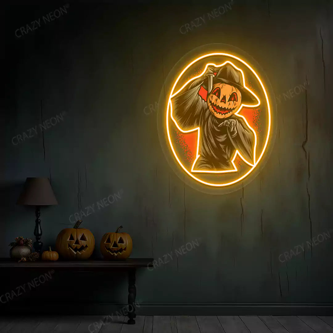 Pumpkin Reaper Neon Artwork | Orange