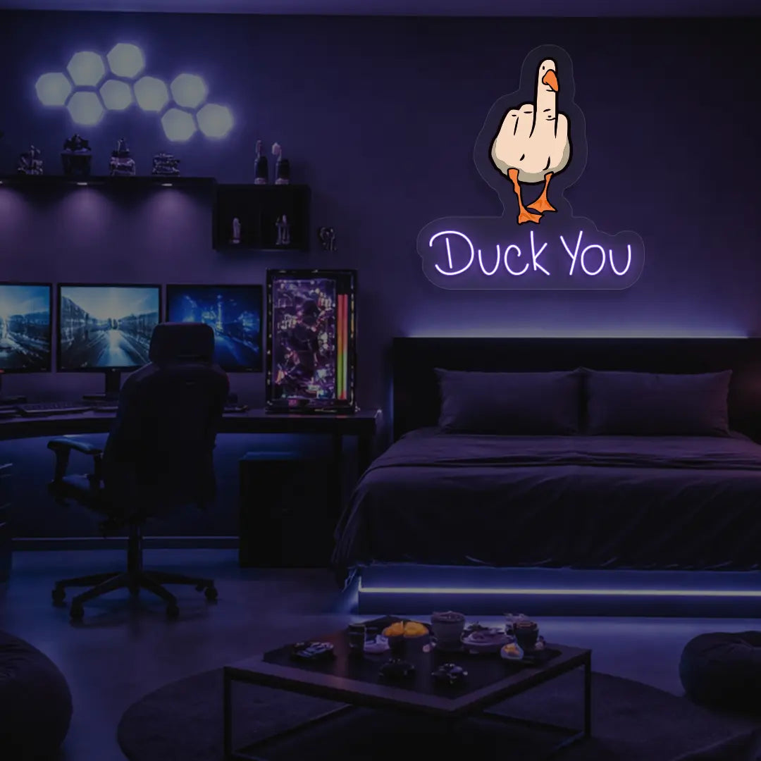 Duck You Neon Artwork in Purple color