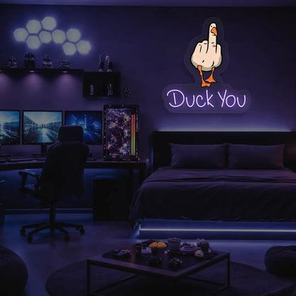 Duck You Neon Artwork in Purple color