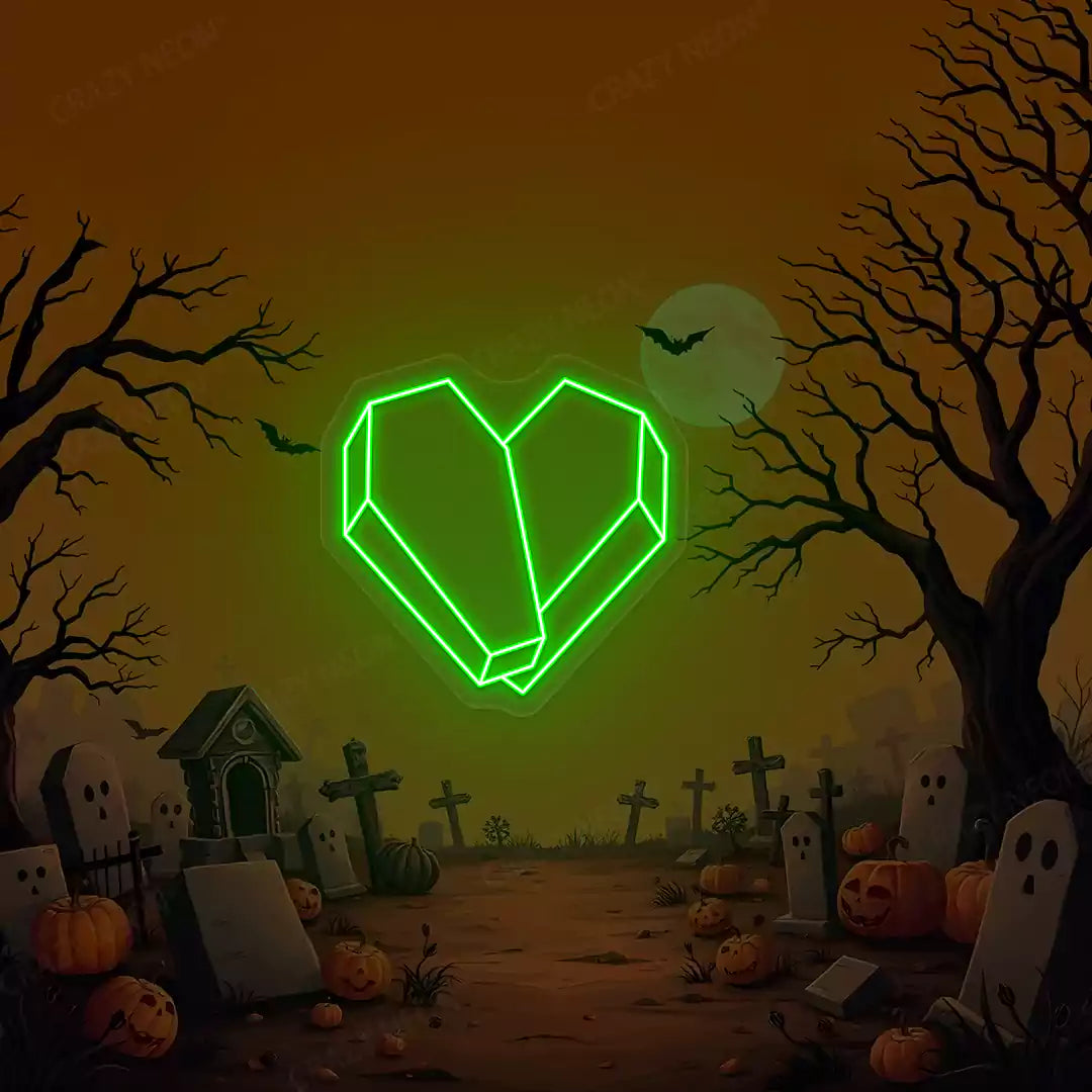 Coffin Heart Neon Sign | Green