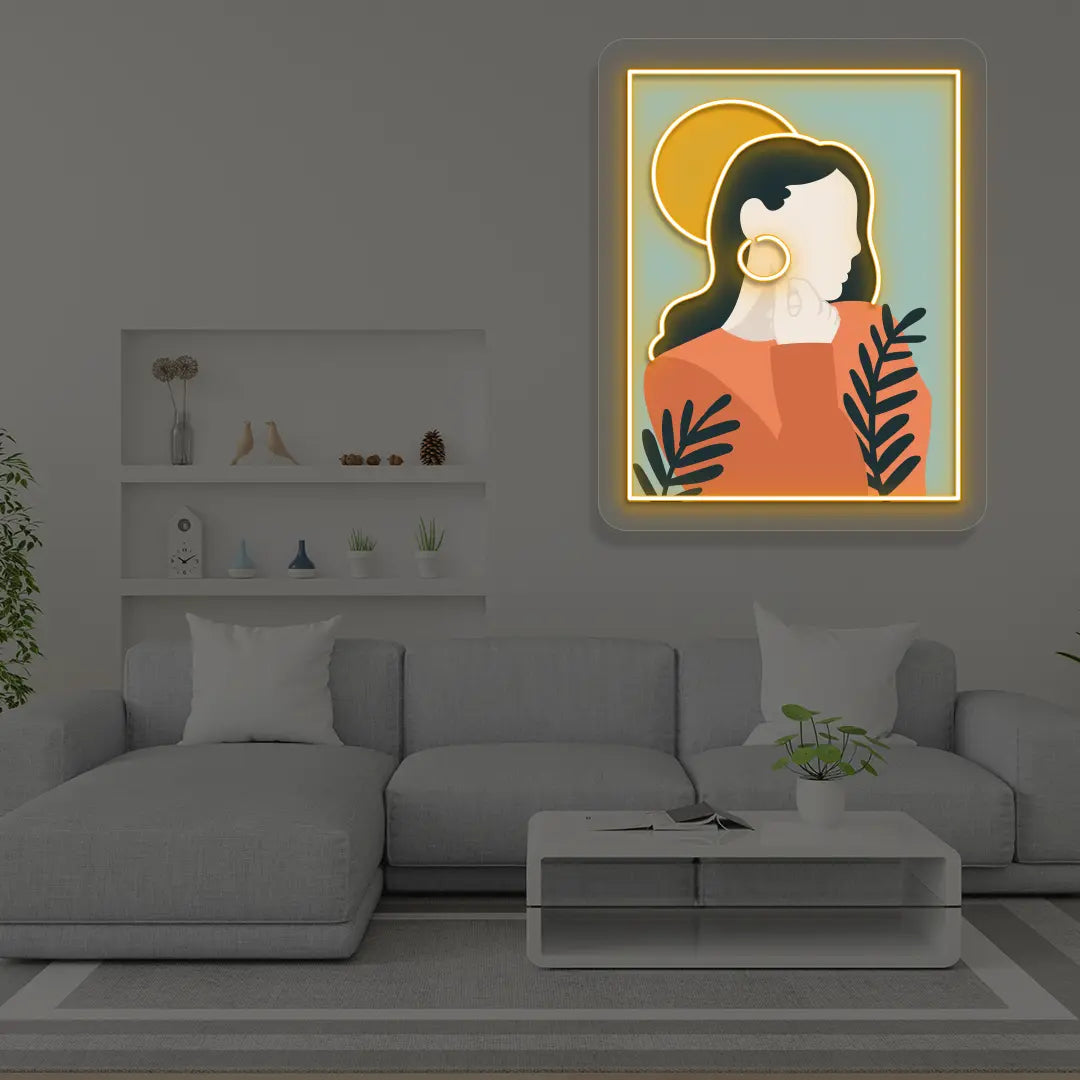 Calm Aura Abstract Neon Artwork Sign in Orange color