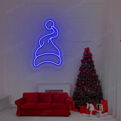 Santa Hat Neon Sign | Blue