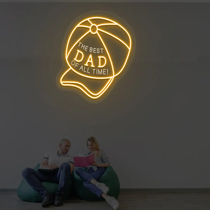 Cap Neon Sign with “The Best DAD of All Time” Text | Orange