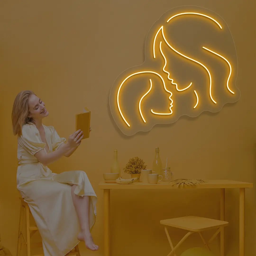 Mama & Me Neon Sign in Orange color