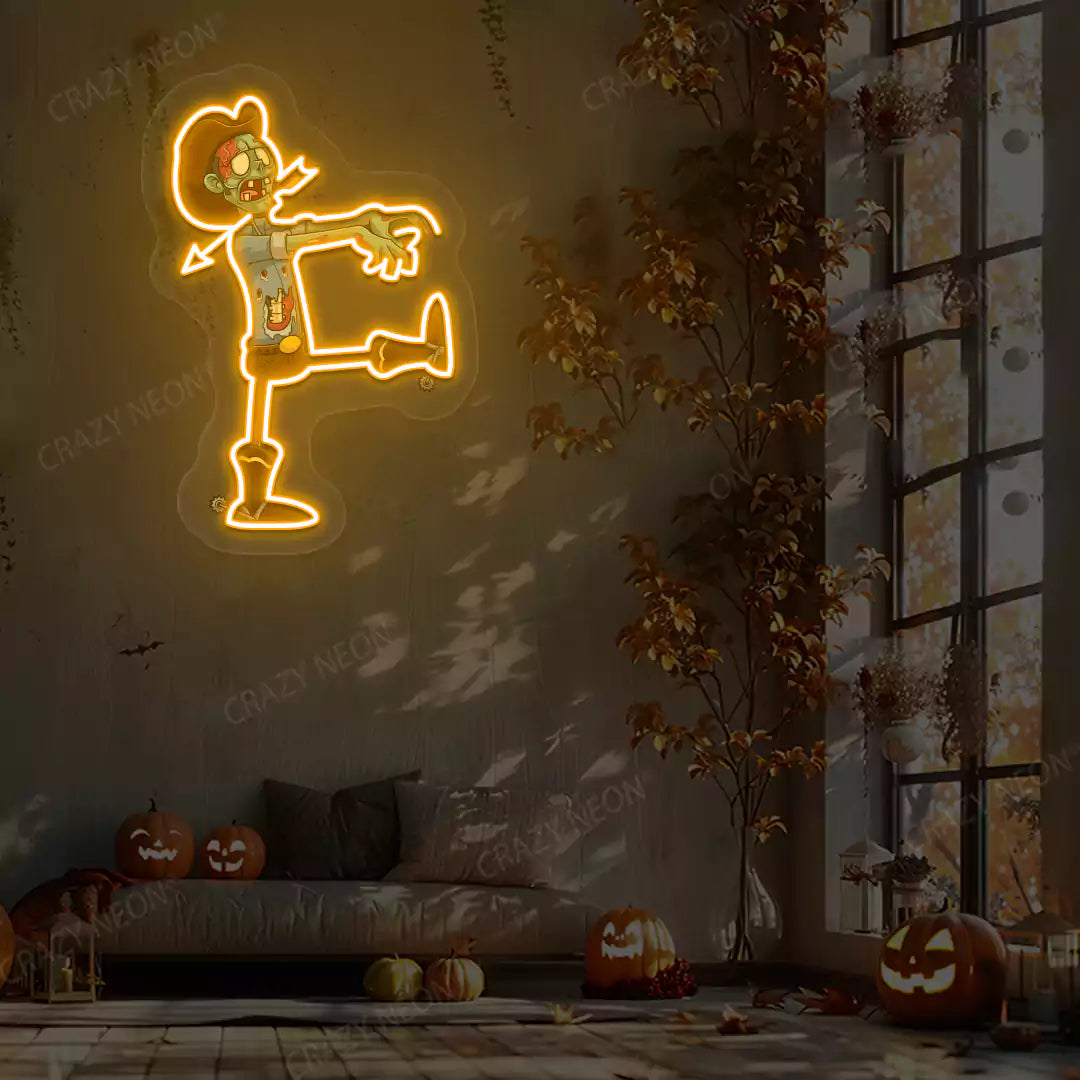 Cowboy Zombie Neon Artwork | Orange