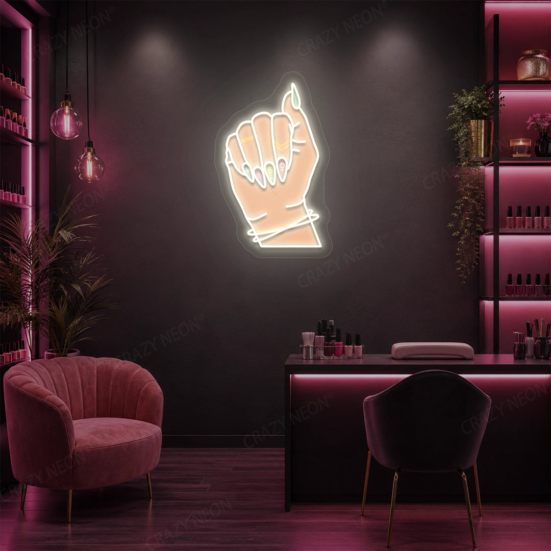 Nailed It Neon Artwork in White color