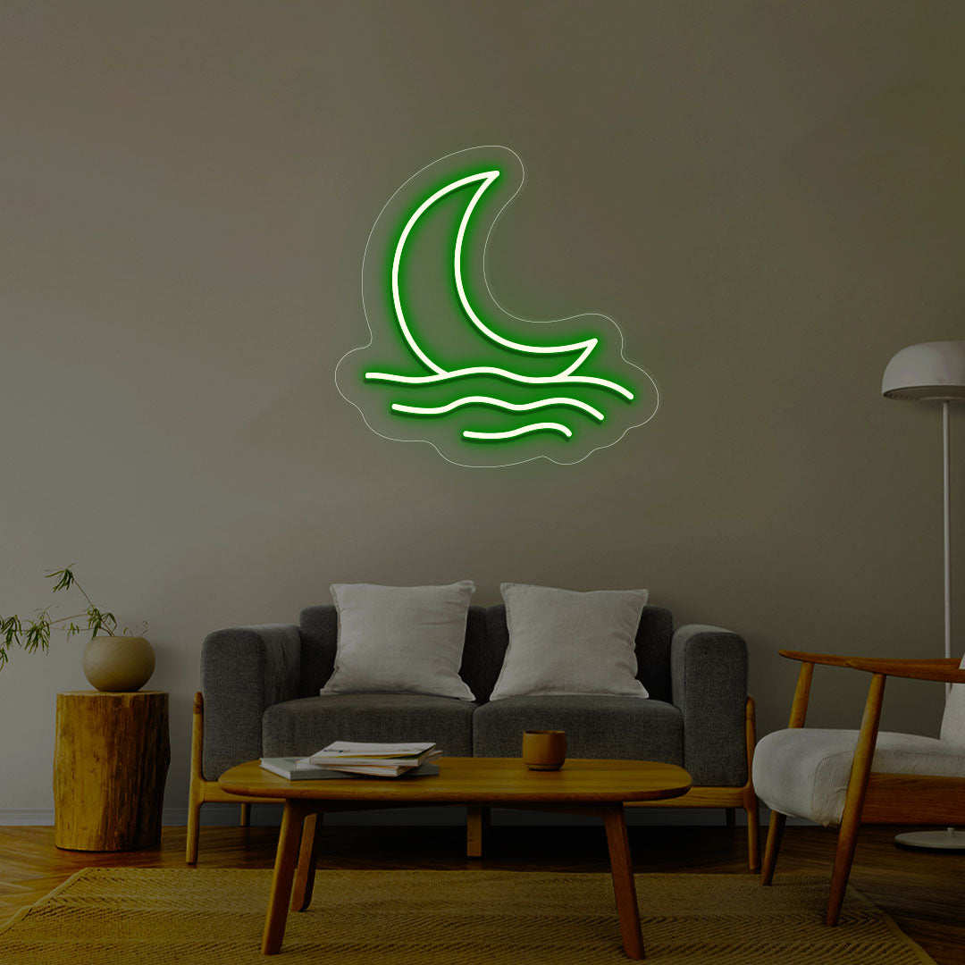 Moon With Waves Neon Sign | CNUS013170 | Green