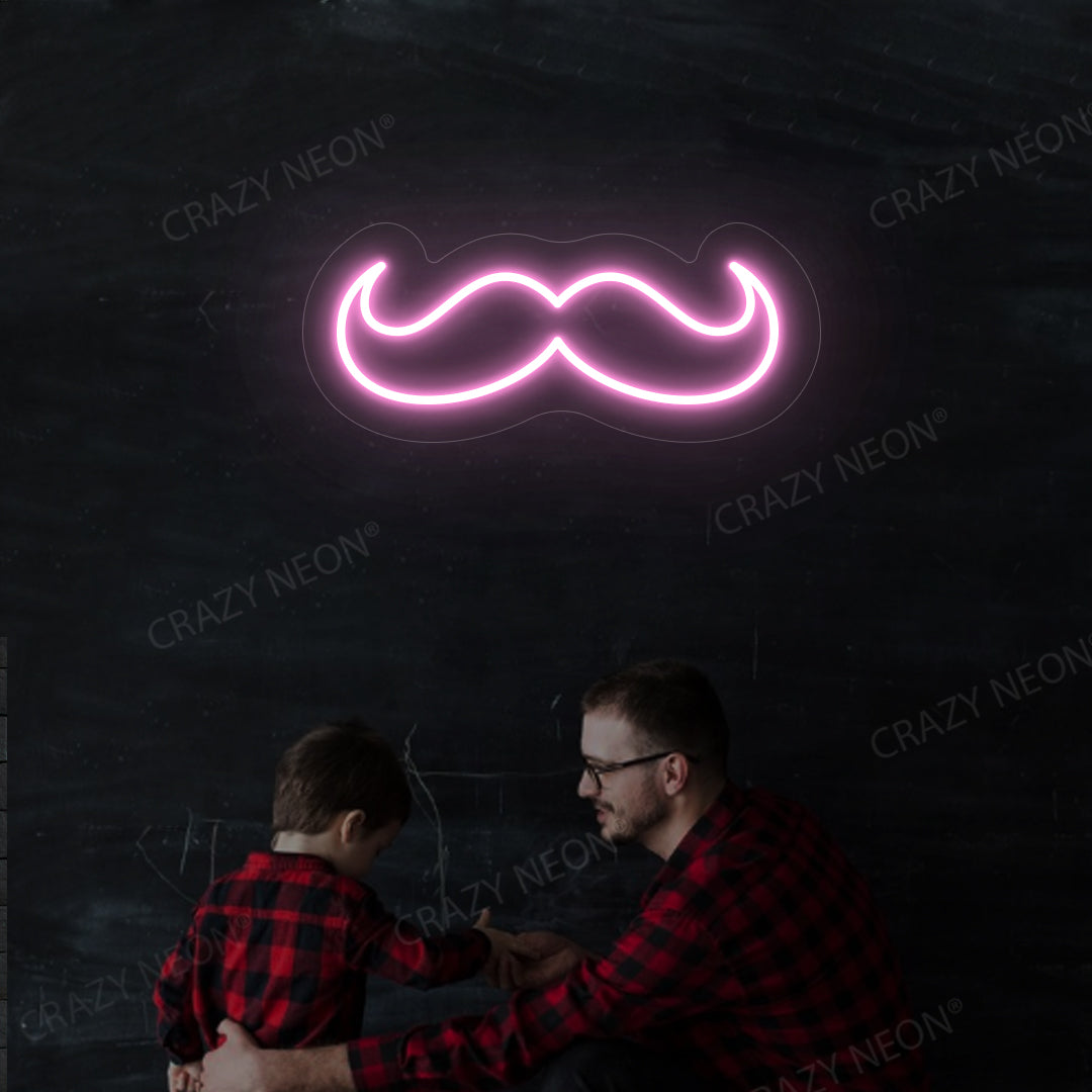 Moustache Neon Sign | Pink