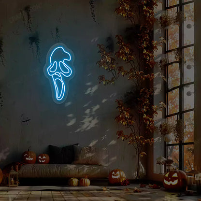 Ghost Scream Neon Sign | Iceblue
