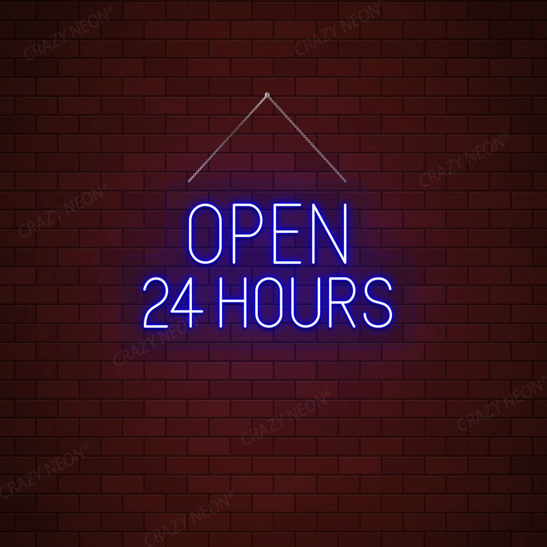 Open 24 Hours Sign | Blue