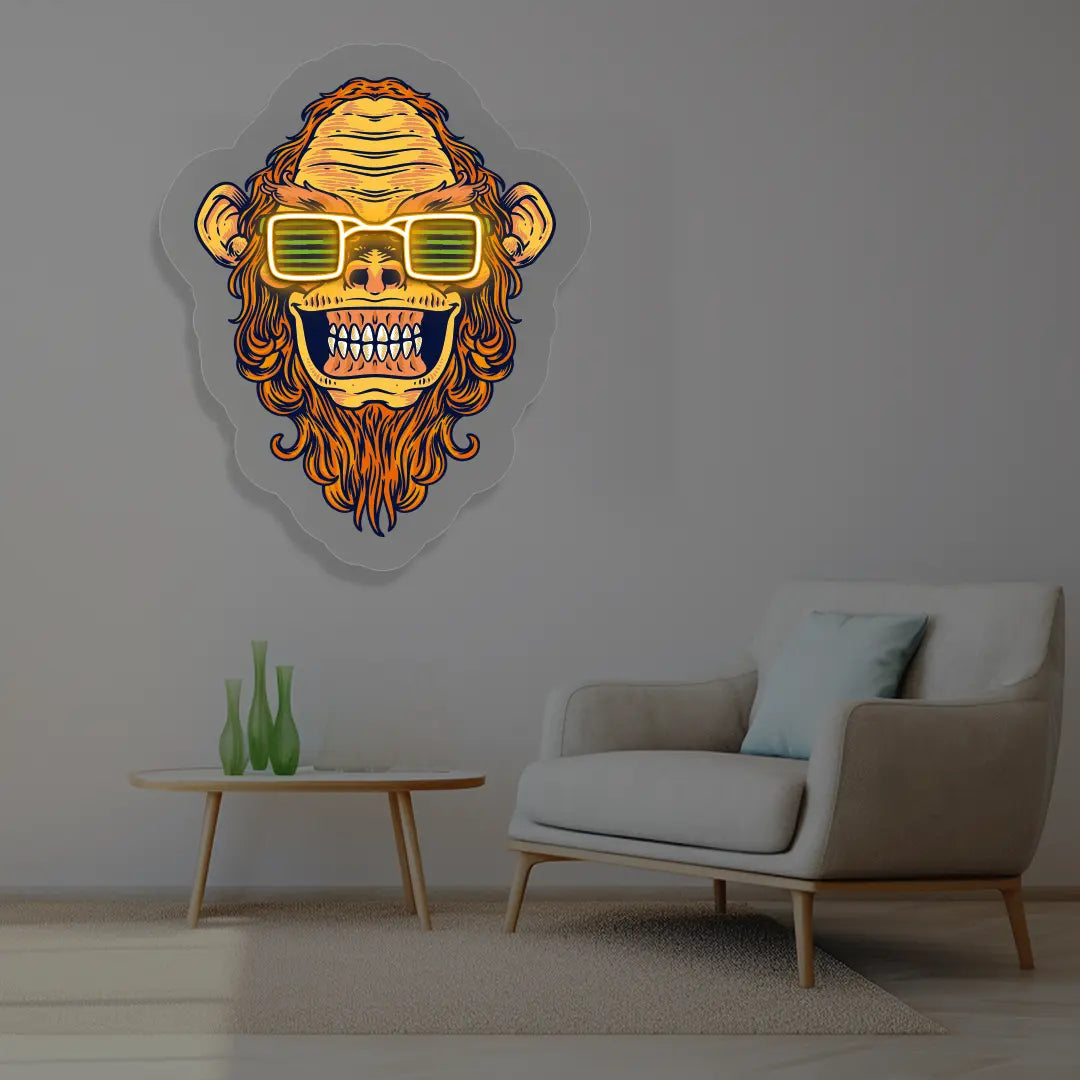 Funky Chimp Neon Artwork in orange color