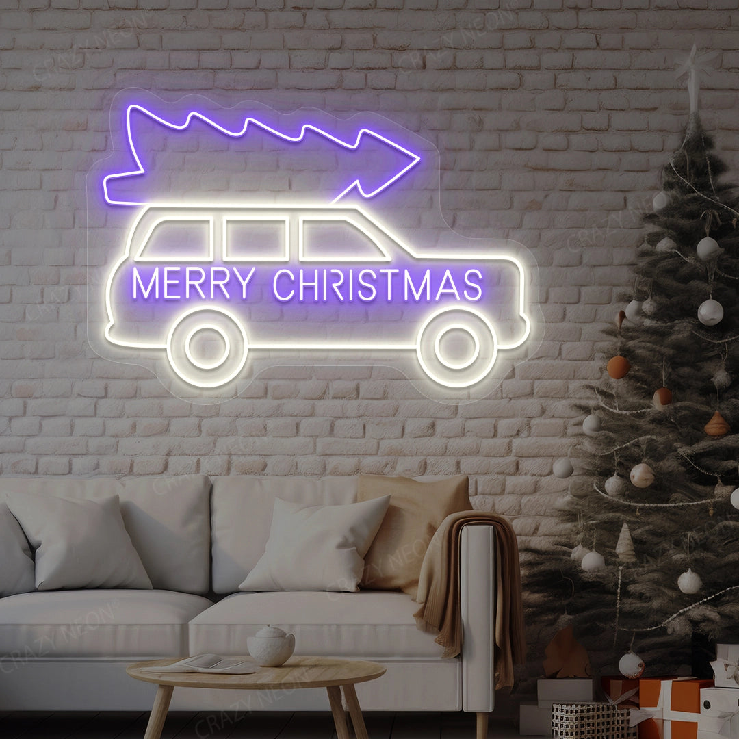 Merry Christmas Truck Neon Sign | Purple 