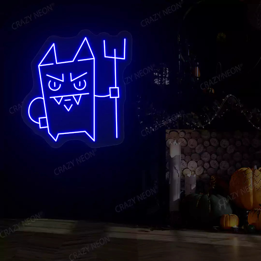 Devil Cat Neon Sign | Blue