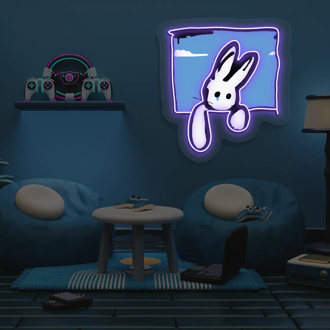 Peek-a-Bun Neon Artwork in Purple color