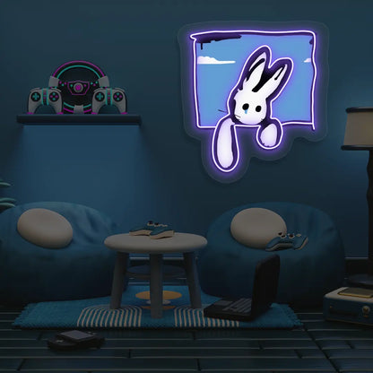 Peek-a-Bun Neon Artwork in Purple color