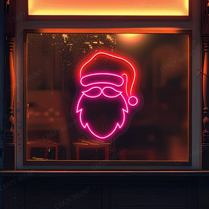 Santa Face Neon Sign | Pink 