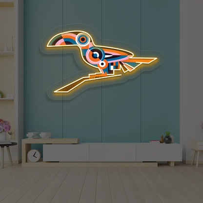  Toucan Harmony Abstract Neon Artwork Sign in Orange Color